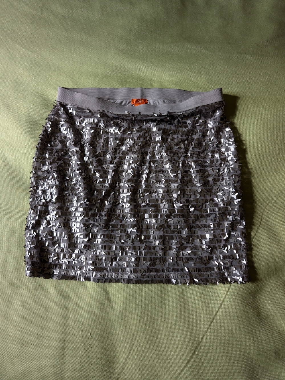 Joe Fresh Silver Sequin Fringe Mini Skirt